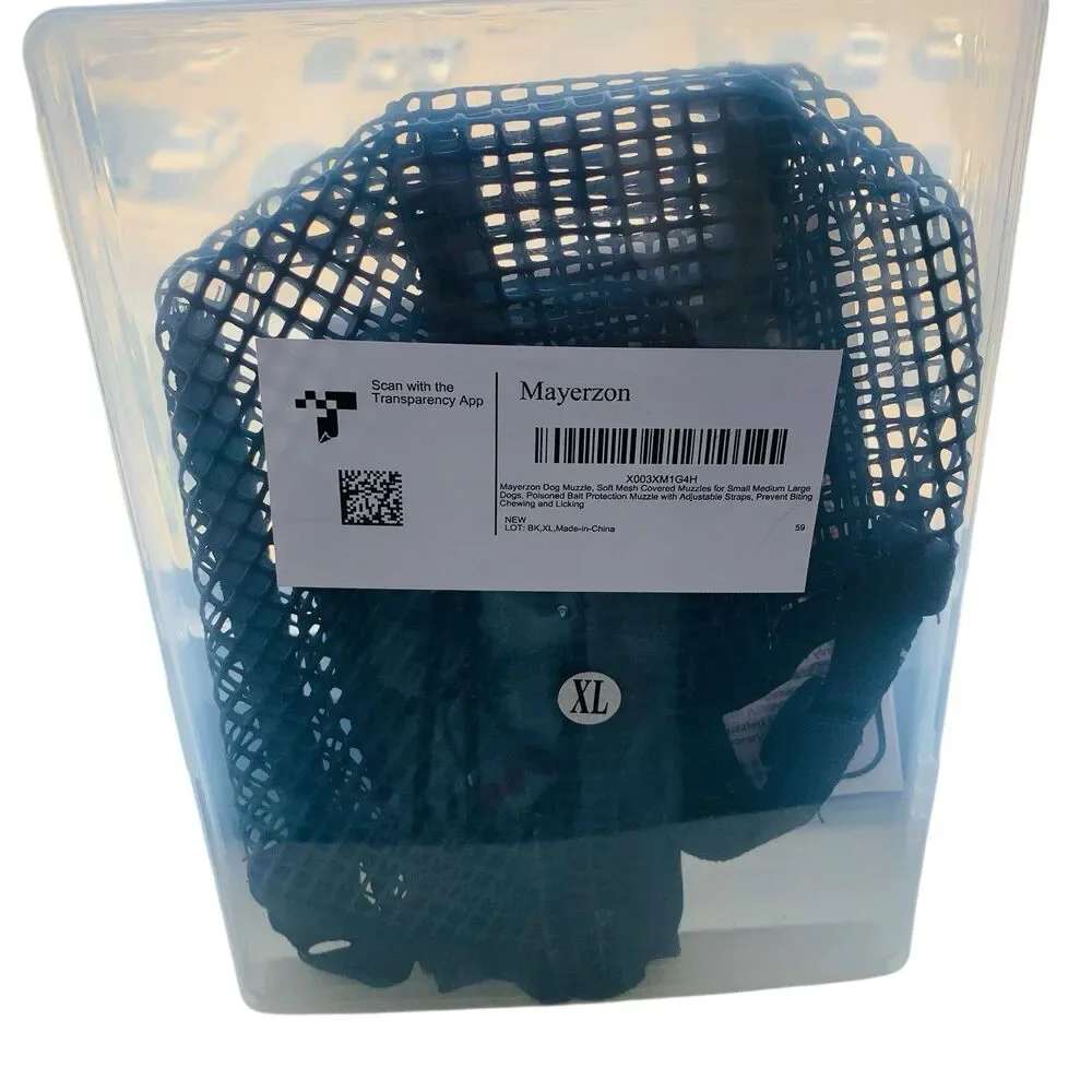 Mayerzon Dog Muzzle, Soft Mesh Large Dogs in Black Size: XL (12.5”-13.75”) New
